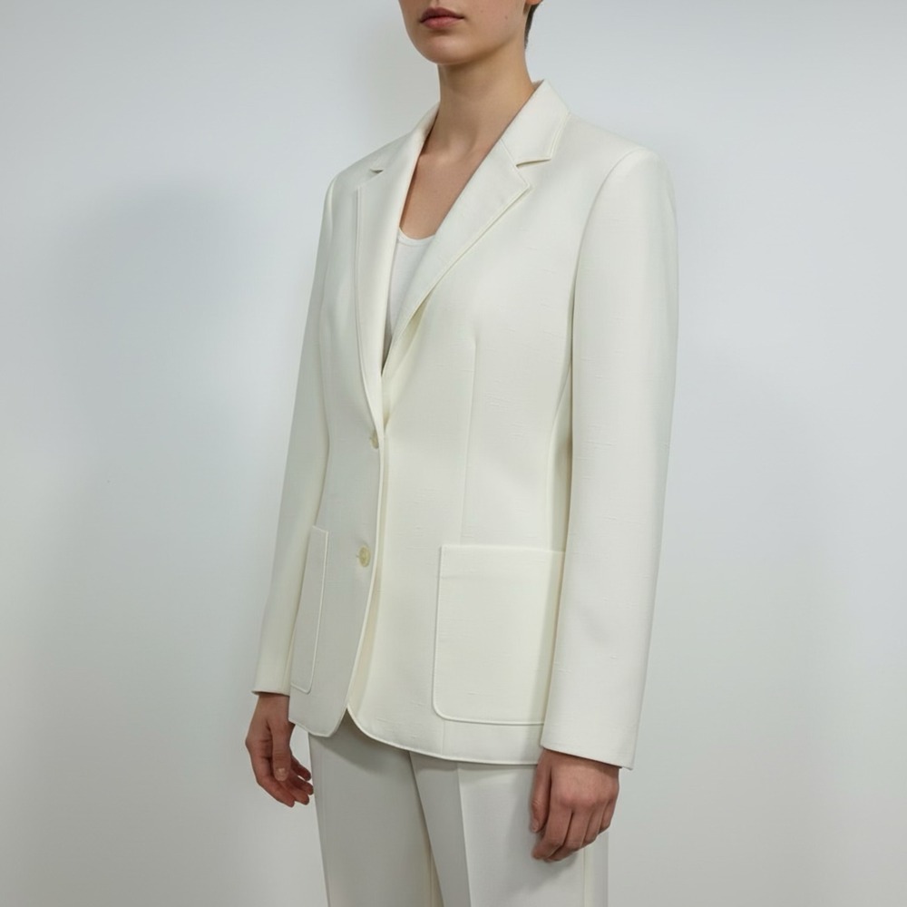 Tan Jay Vintage Off White Slub Texture Blazer Jacket Two Button Made in Canada‎